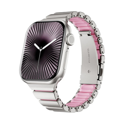 Correa de Acero Inoxidable para Apple Watch Series 10 11 42mm, Correa de Goma para Mujer para Iwatch 9 8 7 41mm 6 5 4 3 2 1 40mm 38mm
