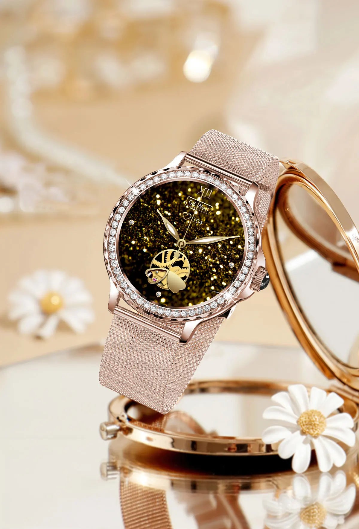 NX19 Fashion Smart Watch for Women Bluetooth Call Smart Sports Bracelet IP68 Diamond Waterproof Watch