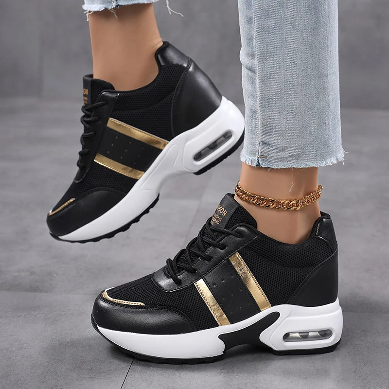 Zapatos de plataforma a la moda para mujer, zapatos informales invisibles con aumento de altura, zapatos transpirables con cojín de aire para caminar y viajar