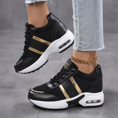 Zapatos de plataforma a la moda para mujer, zapatos informales invisibles con aumento de altura, zapatos transpirables con cojín de aire para caminar y viajar