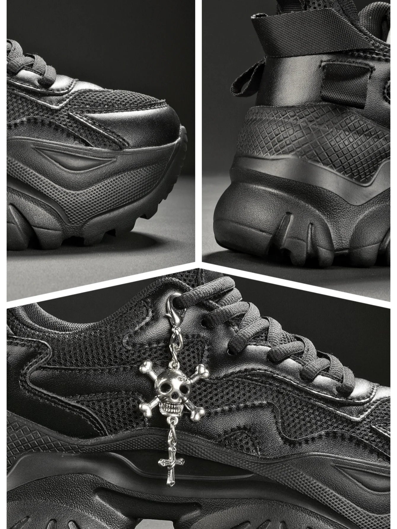 Zapatos vulcanizados informales para mujer, zapatillas ligeras con plataforma negra y tacones altos, estilo punk de Halloween para mujer