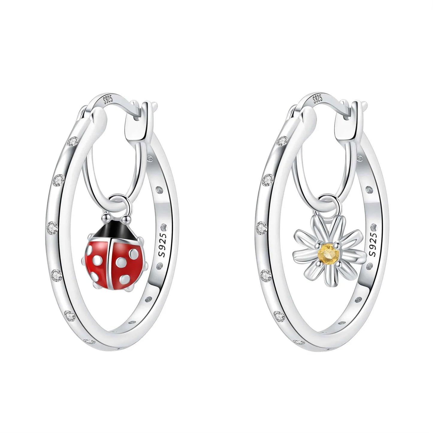 Pendientes de aro de bambú para mujer, de Plata de Ley 925 originales, con bonito Panda, joyería fina, regalos de fiesta de cumpleaños