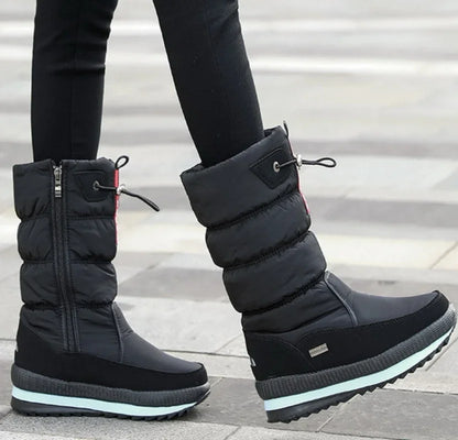 Botas de nieve cálidas a la moda para Mujer, Botas de invierno con plataforma, Botas antideslizantes impermeables, Botas de piel de felpa a media pantorrilla, Botas para Mujer