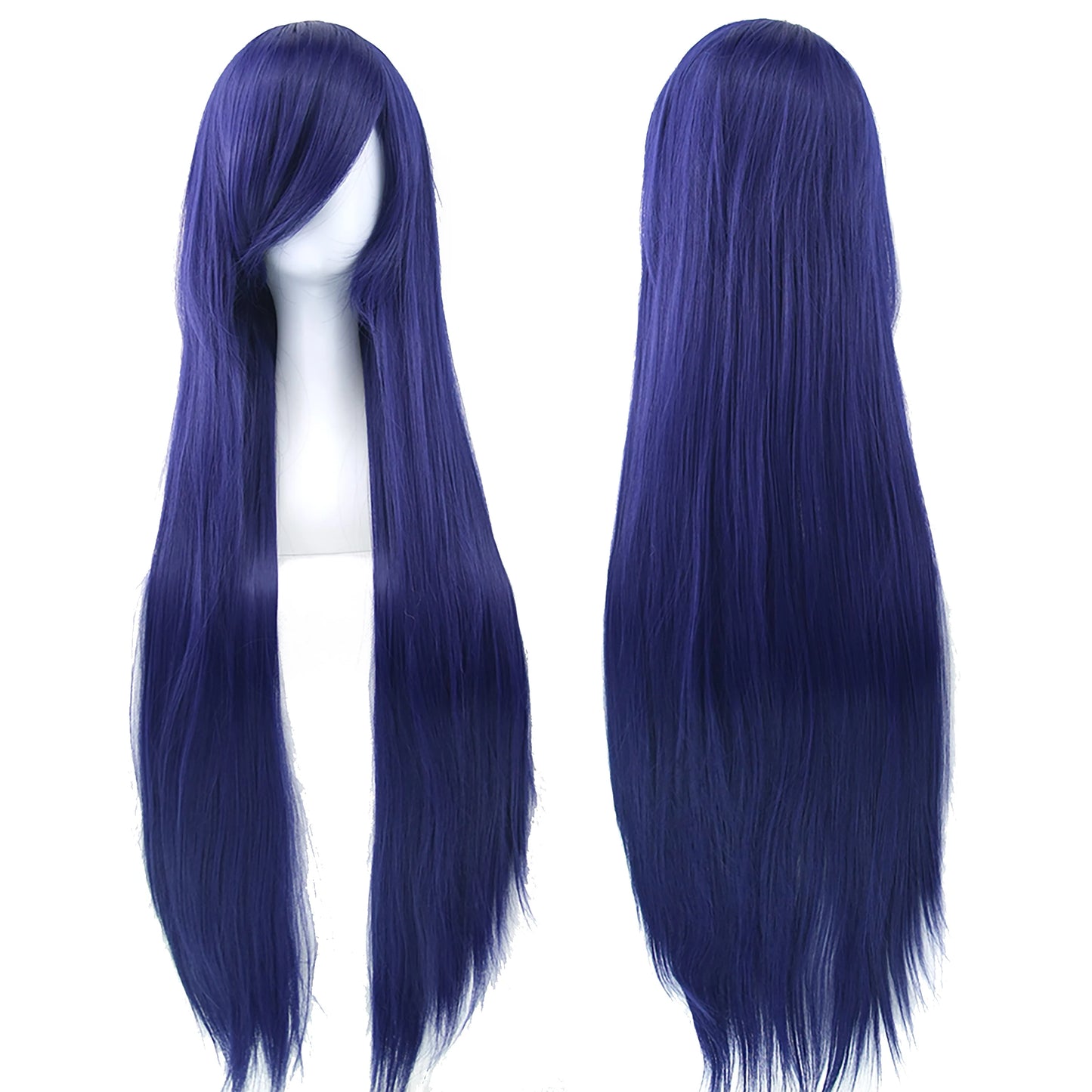 Soowee, pelo sintético de 80cm de largo, pelucas de Cosplay blancas y moradas, peluca recta de pelo negro para fiesta, peluca para mujer.