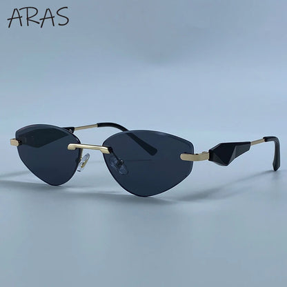 Gafas de Y2K Punk sin montura de ojo de gato, gafas 2026 de diseño de lujo irregulares sin marco, gafas de mujer, gafas de fiesta de moda