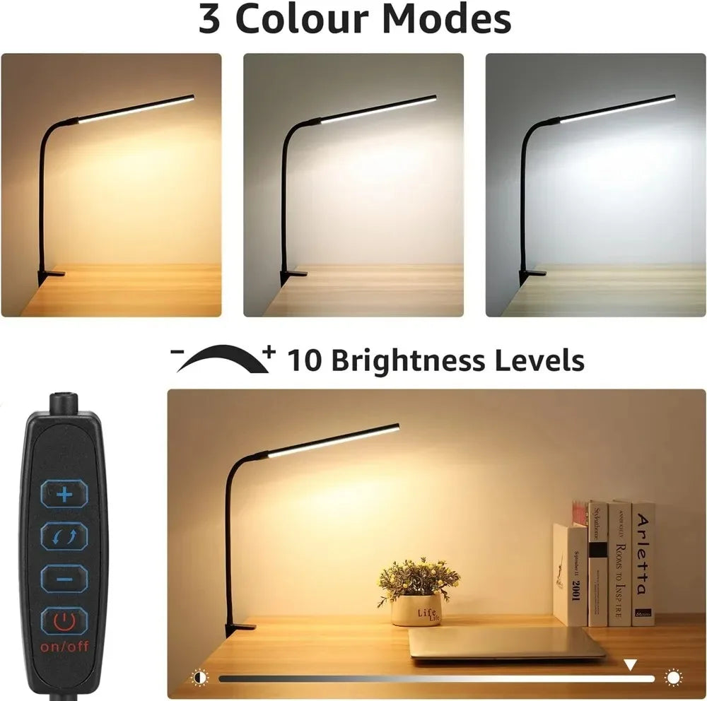Lámpara de escritorio con Clip Led de un solo cabezal, lámparas de mesa de ordenador regulables, Monitor, luz de arquitecto, lámpara de mesa para luces de lectura de oficina