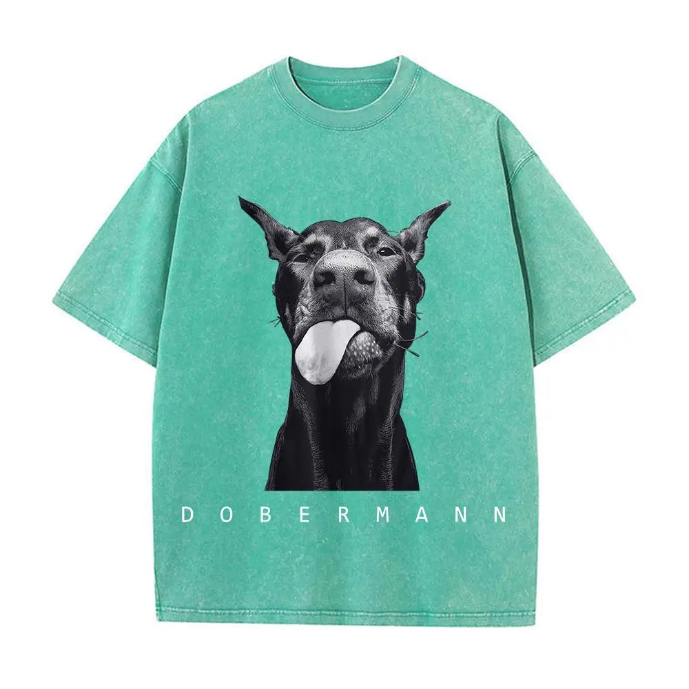 Women's washed cotton T-shirts, short sleeve and round neck