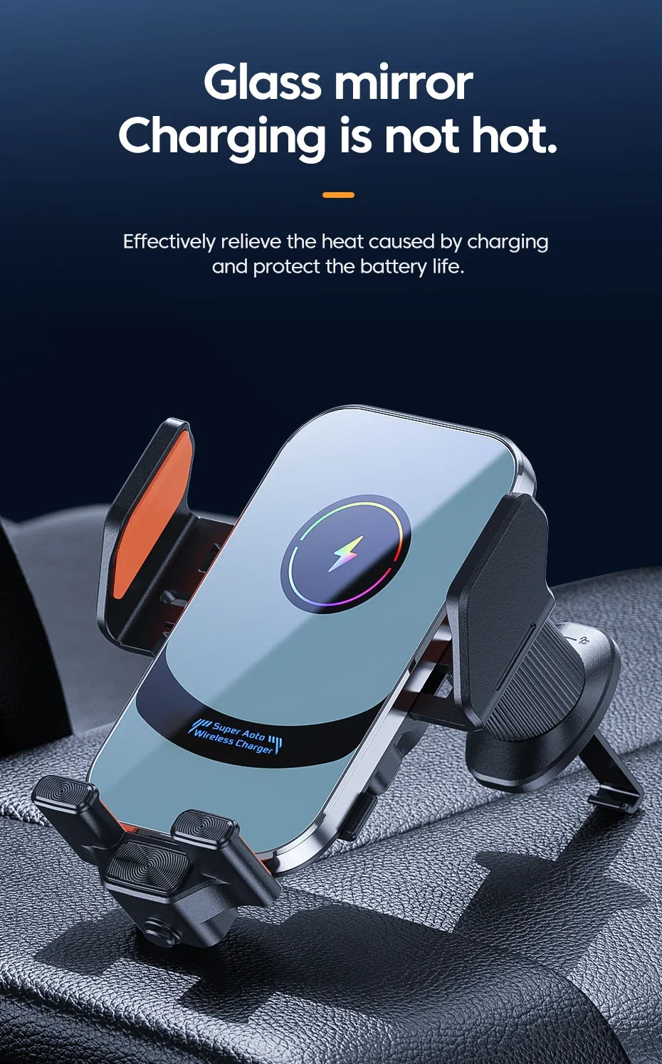 UYUXIO-Adaptador de cargador de coche inalámbrico con sujeción automática, soporte de teléfono para coche con ventilación de aire de carga súper rápida para iPhone 16 15 Pro Max Samsung