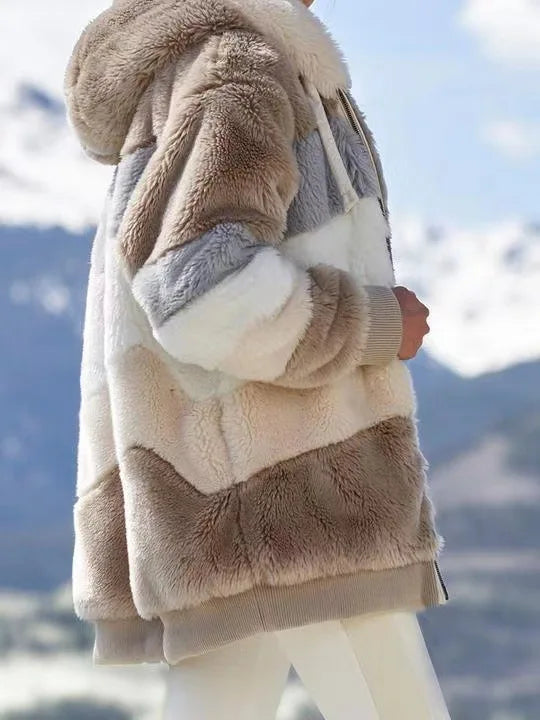 Chaqueta de gran tamaño para mujer, ropa de calle con capucha y bolsillo de felpa cálida, abrigo holgado para mujer, ropa femenina.