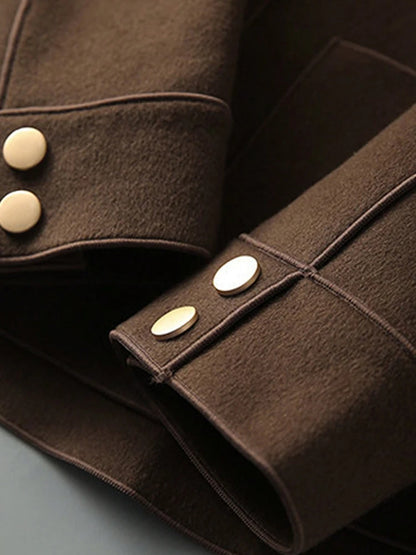 Abrigos de lana cortos lisos clásicos para mujer Otoño Invierno ropa cálida para mujer abotonada abrigo femenino trajes nuevos en prendas de vestir exteriores