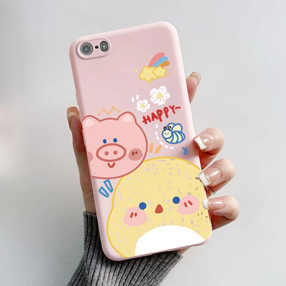 Para iPhone 5 5S Funda lindo oso dibujos animados Rana pintado Funda suave para iPhone SE 2016 2020 2022 SE2 Funda de teléfono de silicona Coque Funda