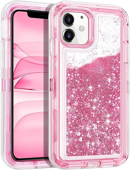 Funda de lujo con purpurina dinámica y arena movediza para IPhone 17 16 15 14 13 Pro Max X XSMAX XR SE 6 7 8 Plus, funda de teléfono pesada a prueba de golpes