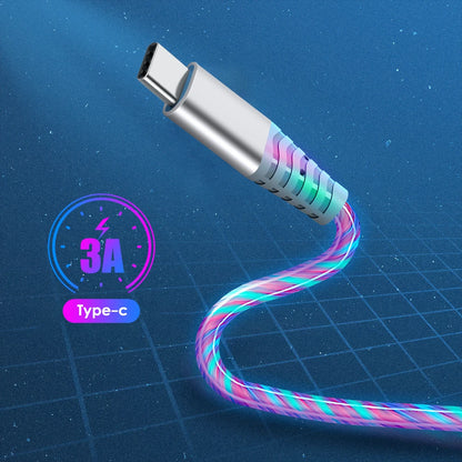 MVQF 5A Fast Charging Cable, Luminous LED Cable, Micro USB TypeC Data Cable, Flowing Streamer Light, USB C LED Cable for Huawei Xiaomi.
