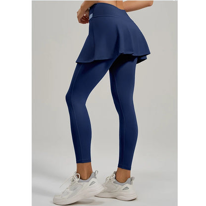 Falda pantalón de yoga para mujer 2026, de cintura alta, con bloques de color, efecto levanta glúteos, leggings con falda, no transparente, que absorbe la humedad, pantalones de yoga y pilates