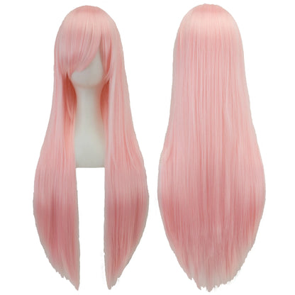 Soowee, pelo sintético de 80cm de largo, pelucas de Cosplay blancas y moradas, peluca recta de pelo negro para fiesta, peluca para mujer.