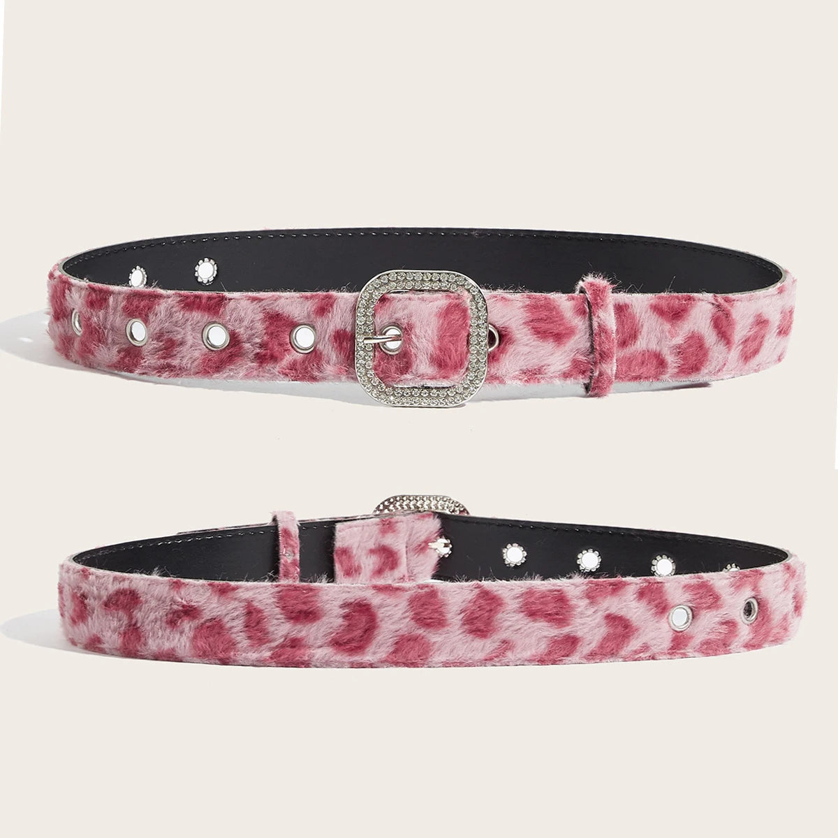 Cinturones góticos Y2K para mujer, pretina de piel de Animal vívida Artificial a la moda, accesorios Punk de Hip hop, pretina vaquera rosa para invierno.