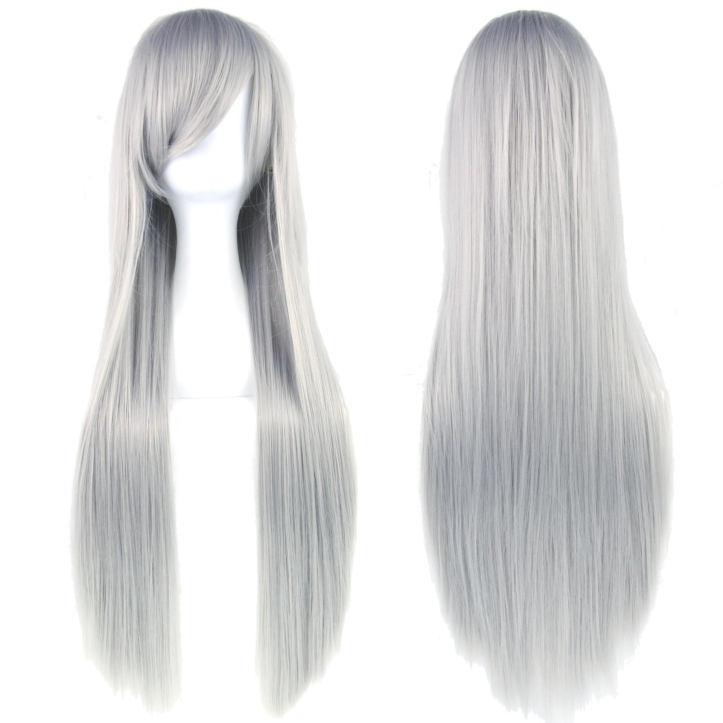 Soowee, pelo sintético de 80cm de largo, pelucas de Cosplay blancas y moradas, peluca recta de pelo negro para fiesta, peluca para mujer.