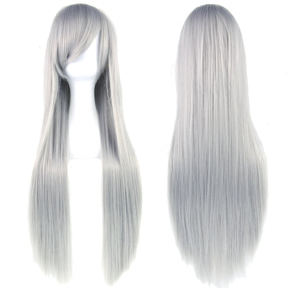 Soowee, pelo sintético de 80cm de largo, pelucas de Cosplay blancas y moradas, peluca recta de pelo negro para fiesta, peluca para mujer.