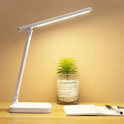 Lámpara de escritorio LED, lámpara de mesa plegable táctil regulable por USB con calendario, reloj de temperatura, luz nocturna para estudio, lámpara de lectura