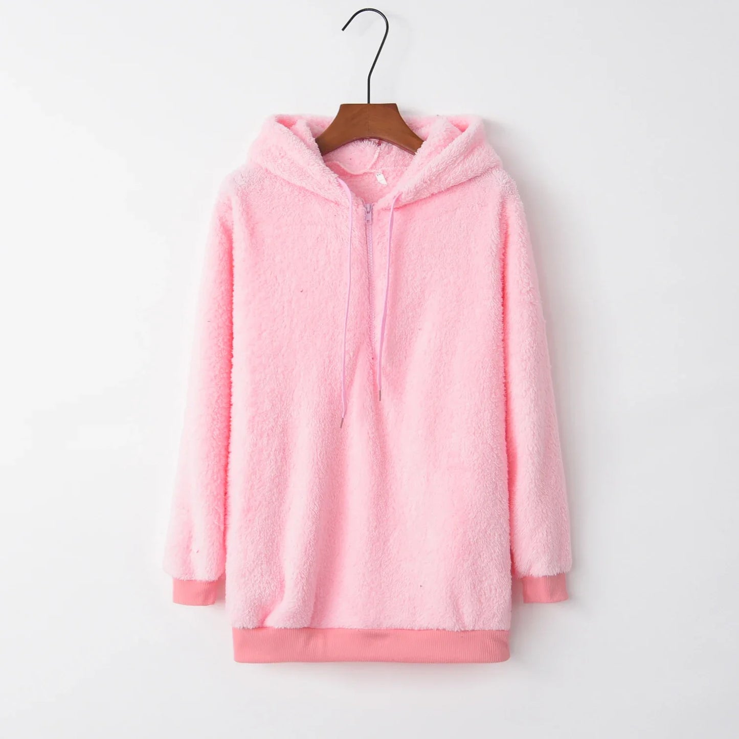 Women's Long Sleeve Hooded Sweatshirt, Monochromatic Coat, Fashion Trend