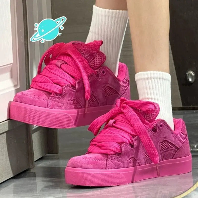Zapatos informales transpirables de malla clásica para mujer, calzado deportivo antideslizante y resistente al desgaste con suela gruesa para correr por la mañana en el campus