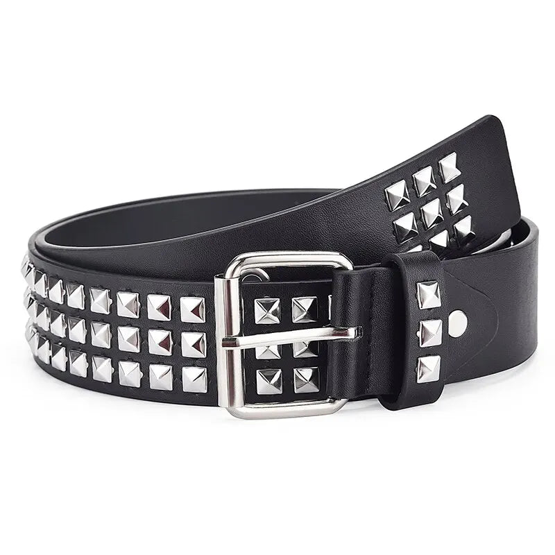 Nuevo cinturón con remaches de cuentas cuadradas a la moda, cinturón piramidal de Metal para hombres y mujeres, Hardware Punk, cinturón vaquero Y2K, cinturón de diseñador, cinturón para mujer