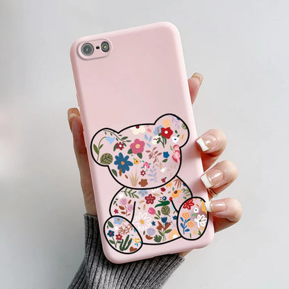 Para iPhone 5 5S Funda lindo oso dibujos animados Rana pintado Funda suave para iPhone SE 2016 2020 2022 SE2 Funda de teléfono de silicona Coque Funda