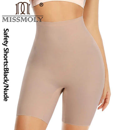 MISS MOLY-pantalones cortos de seguridad de cintura alta para mujer, bragas sólidas con Control de barriga, moldeador de cintura adelgazante, ropa interior femenina de cuerpo liso