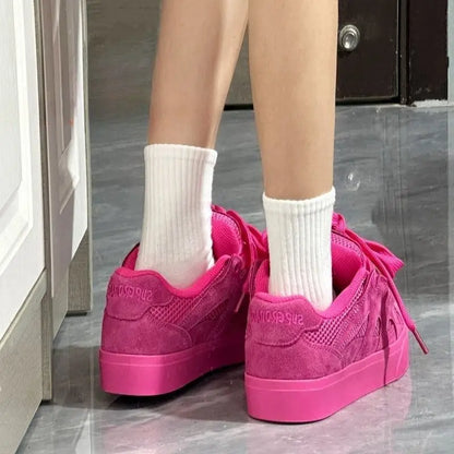 Zapatos informales transpirables de malla clásica para mujer, calzado deportivo antideslizante y resistente al desgaste con suela gruesa para correr por la mañana en el campus
