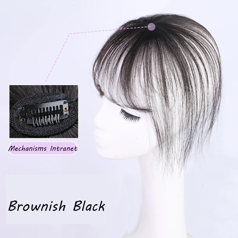 Wig with Air Bangs, Women's Wig Piece, Ultra-thin Traceless Qi Bangs, 5x5cm Women's Toupee with Silk Base Bangs and Cut