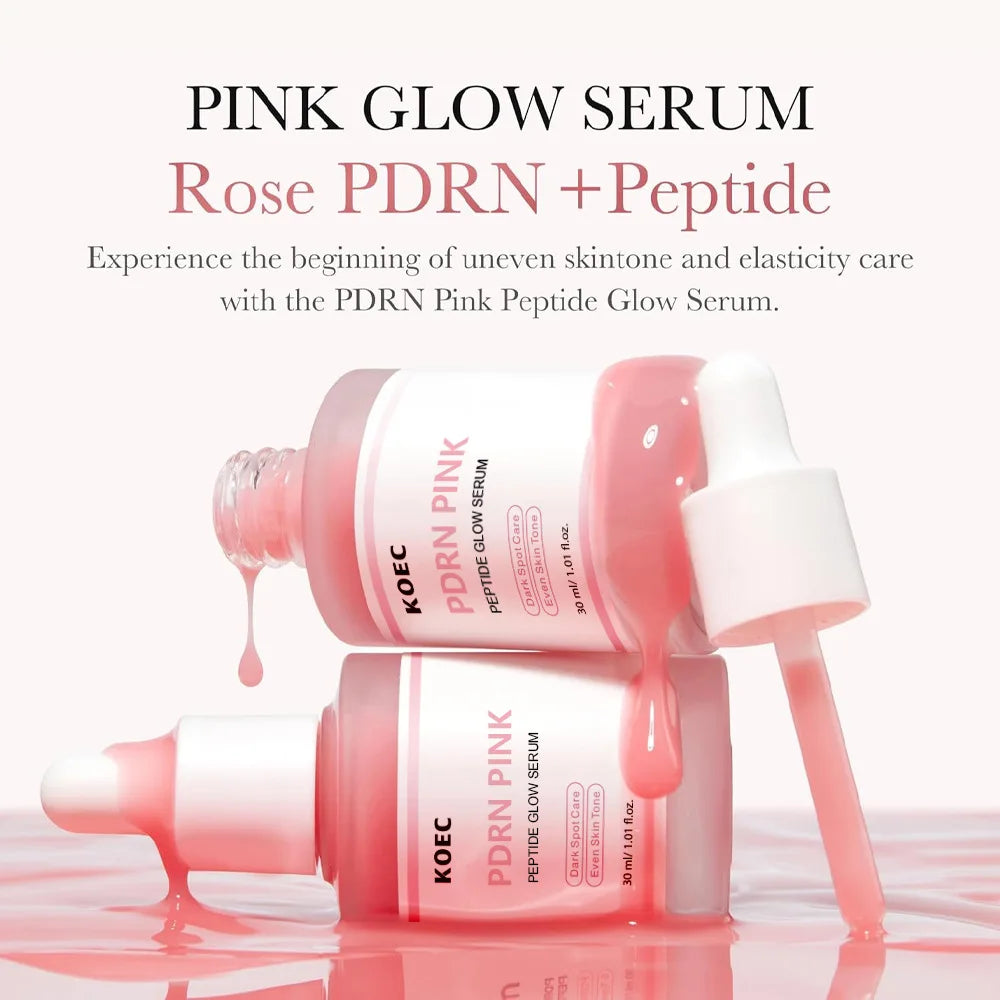 30ml Salmon PDRN Peptide Pink Glow Facial Serum Spot Care Even Skin Tone Improve Elasticity Smoothing Firming Adenosine