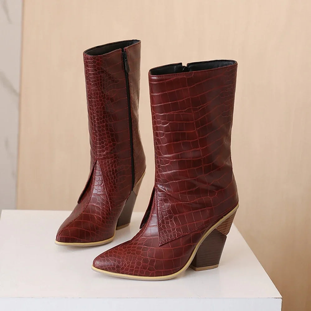 Botas De Mujer Botas De diseñador Mujer moda Sexy tacones altos puntiagudos cremallera lateral Botas cortas zapatos De plataforma talla grande 48 4005