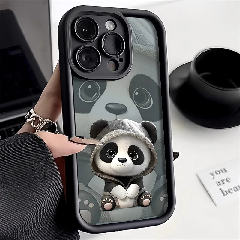 Funda suave de TPU Panda para iPhone 15 Pro Max, Fundas para iPhone 16 17 Air 13 14 11 12 16E 7 8 Plus SE 17promax 16promax