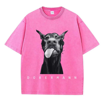 Women's washed cotton T-shirts, short sleeve and round neck