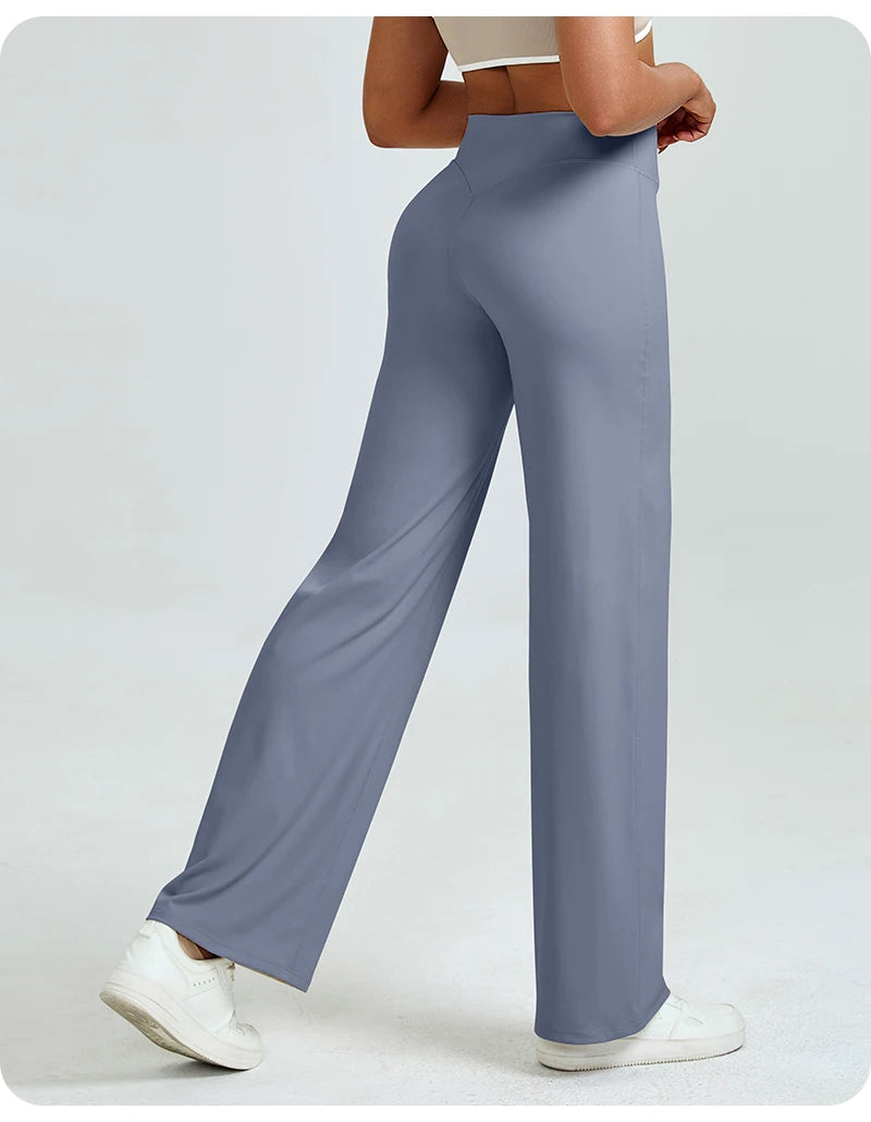 Women's High Waisted Straight Leg Yoga Pants, Naked Feeling, Butt Lift, Loose Fit, Workout Pants, Slimming Gym Pants