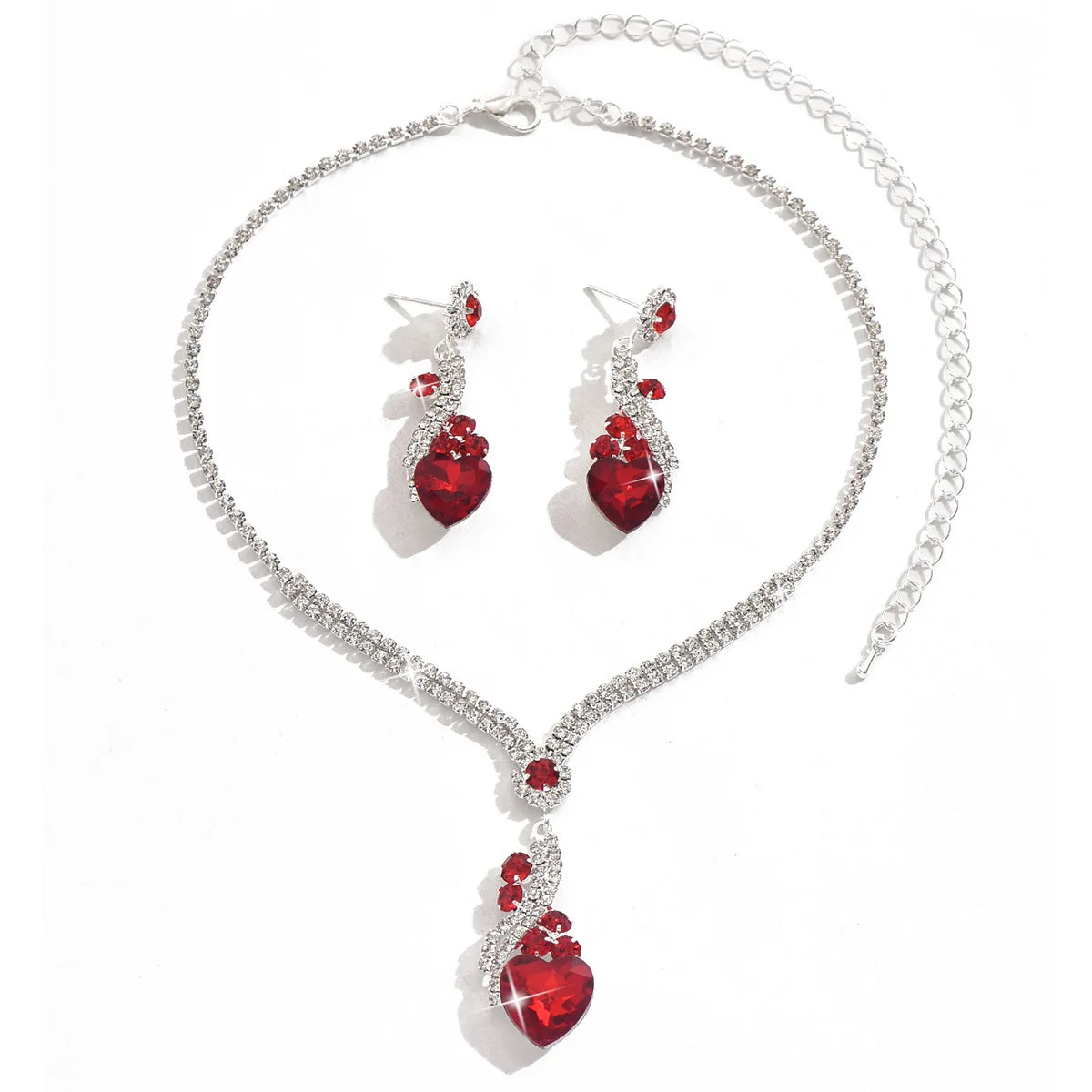 Conjunto de joyería Vintage elegante para mujer, collar con diamantes de imitación brillantes, gargantilla de cristal brillante, pendientes de boda para fiesta, 3 uds.