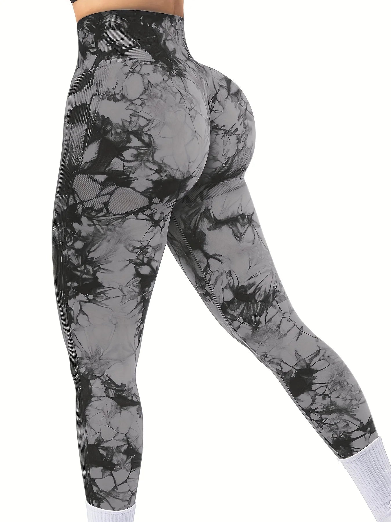 Tie Dye Leggings de entrenamiento de cintura alta sin costuras para mujer Scrunch Butt Lifting Yoga Gym Pantalones deportivos