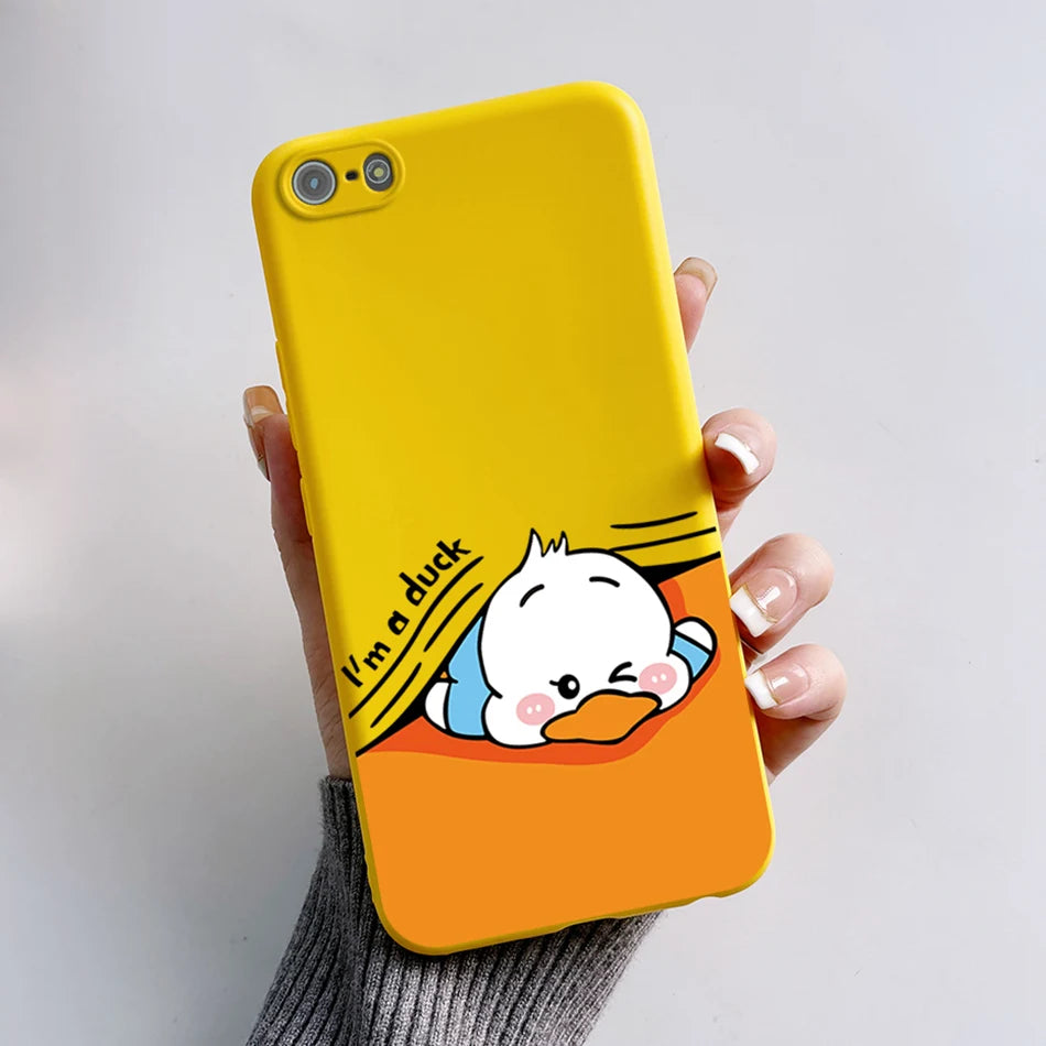 Para iPhone 5 5S Funda lindo oso dibujos animados Rana pintado Funda suave para iPhone SE 2016 2020 2022 SE2 Funda de teléfono de silicona Coque Funda