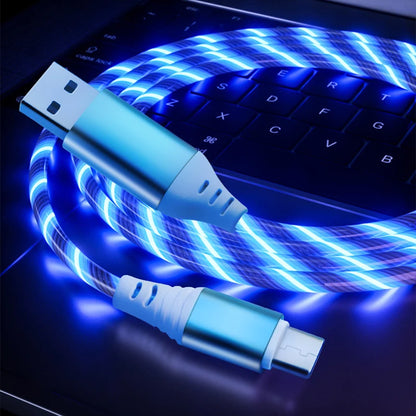 MVQF 5A Fast Charging Cable, Luminous LED Cable, Micro USB TypeC Data Cable, Flowing Streamer Light, USB C LED Cable for Huawei Xiaomi.