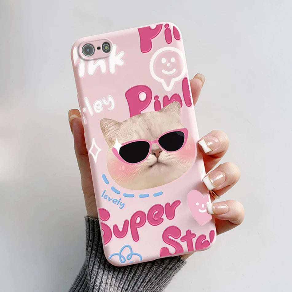 Para iPhone 5 5S Funda lindo oso dibujos animados Rana pintado Funda suave para iPhone SE 2016 2020 2022 SE2 Funda de teléfono de silicona Coque Funda