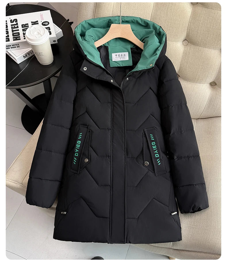 High-end women's mid-length down jacket, thick, warm and stylish, Korean style, for winter, c...