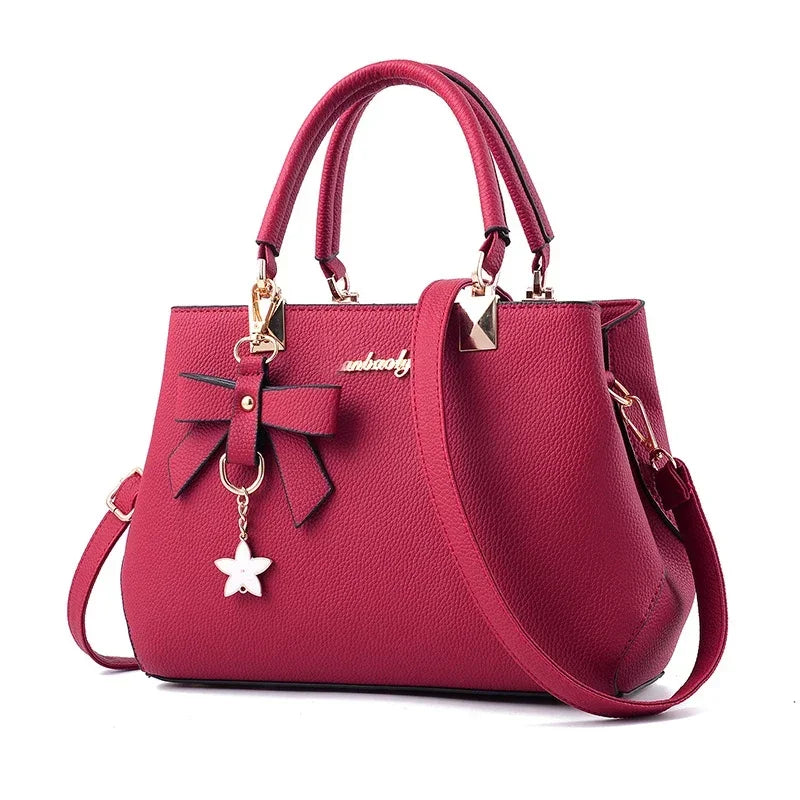 Bolsos de mensajero para mujer con colgante de flor, bolsos de moda para oficina para mujer, bolso puro para mujer, nuevos bolsos de hombro tipo bandolera