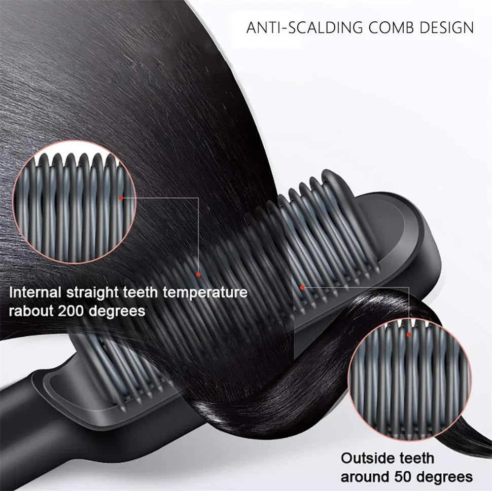 Plancha de pelo multifuncional para el cuidado Personal, alisador de pelo profesional de calentamiento rápido, peine caliente eléctrico