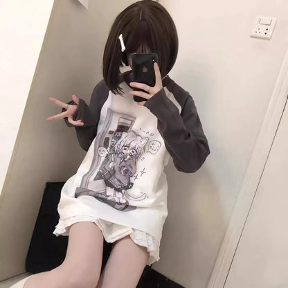 Ropa japonesa para mujer con mangas extraíbles, camisetas de manga corta y larga, ropa femenina de los años 2026