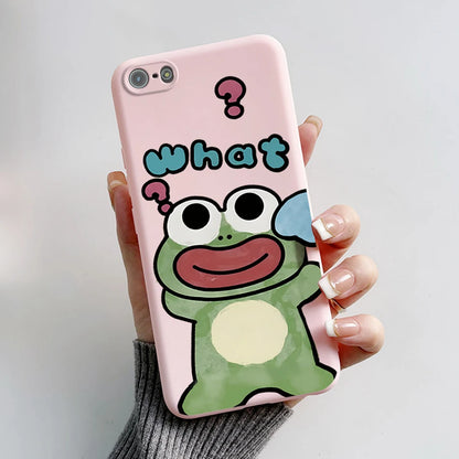 Para iPhone 5 5S Funda lindo oso dibujos animados Rana pintado Funda suave para iPhone SE 2016 2020 2022 SE2 Funda de teléfono de silicona Coque Funda