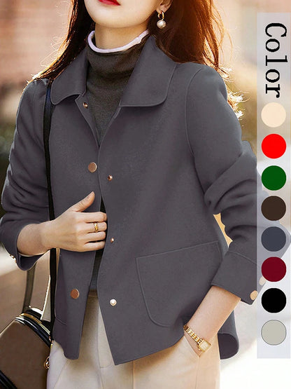 Abrigos de lana cortos lisos clásicos para mujer Otoño Invierno ropa cálida para mujer abotonada abrigo femenino trajes nuevos en prendas de vestir exteriores