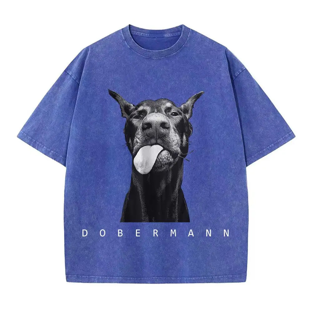 Women's washed cotton T-shirts, short sleeve and round neck