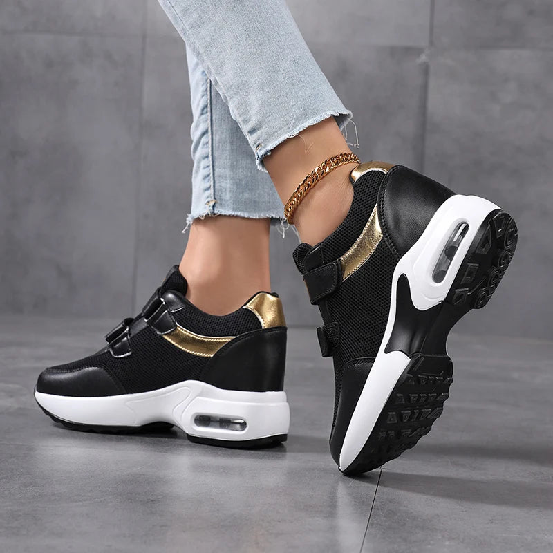 Zapatos de plataforma a la moda para mujer, zapatos informales invisibles con aumento de altura, zapatos transpirables con cojín de aire para caminar y viajar