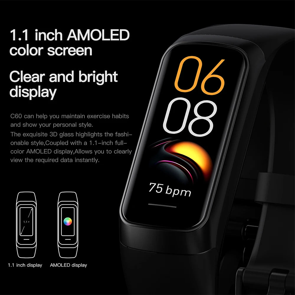 Reloj inteligente AMOLED con Monitor de temperatura corporal, reloj deportivo resistente al agua hasta 3ATM, correa de reloj inteligente para hombres y mujeres IOS Android