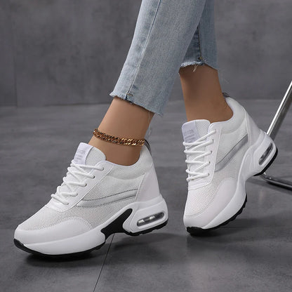 Zapatos de plataforma a la moda para mujer, zapatos informales invisibles con aumento de altura, zapatos transpirables con cojín de aire para caminar y viajar